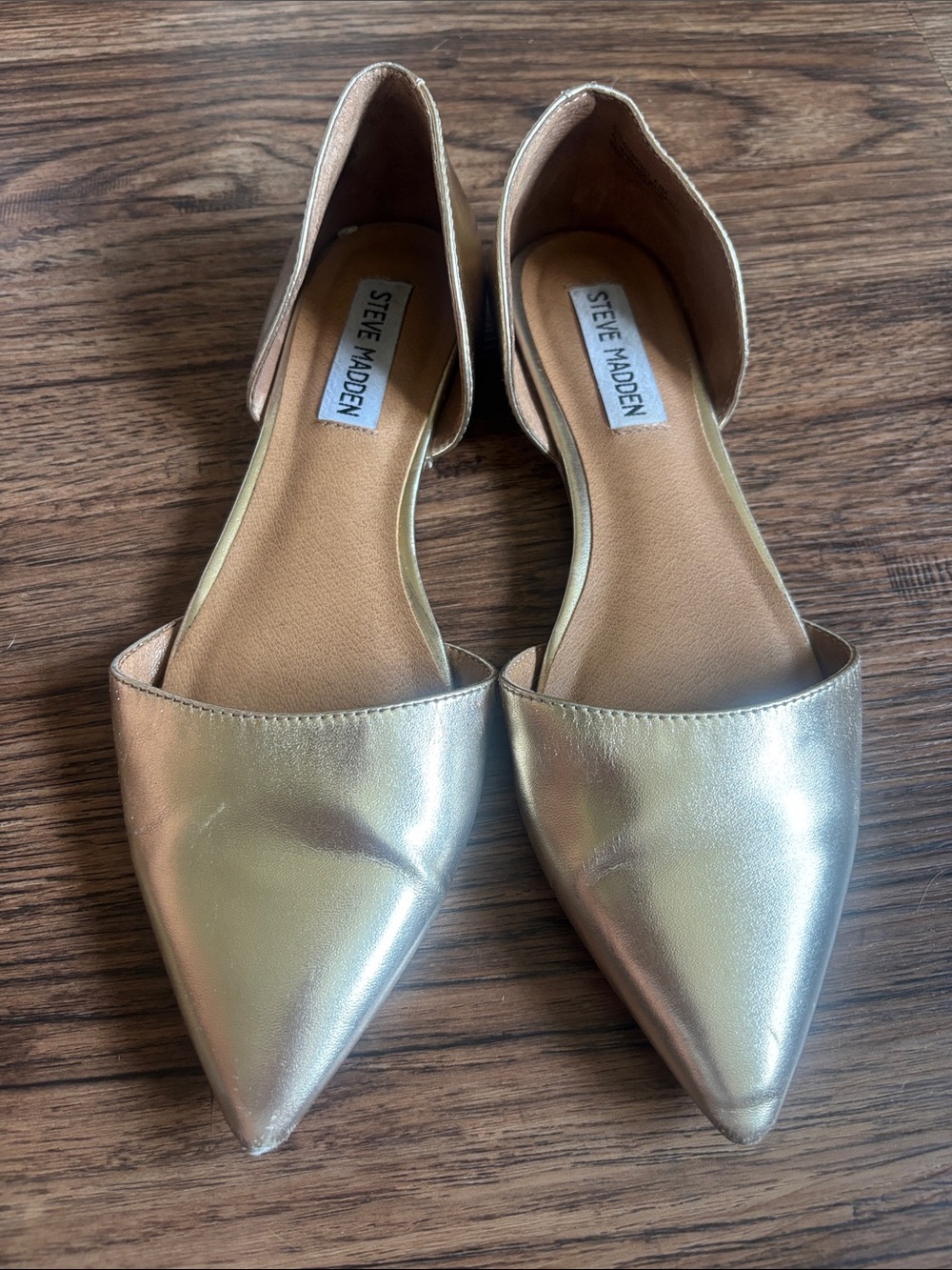 Steve Madden Khai D'Orsay Flat Gold Metallic Pointed Toe Slip On Size 6.5